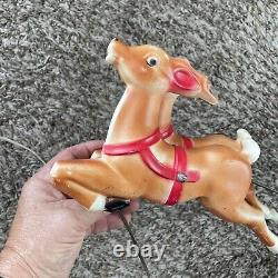 Vintage 1970 EMPIRE Santa Sleigh & 2 Reindeer Blow Mold Tabletop Christmas Deco