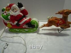 Vintage 1970 EMPIRE Santa Sleigh 2 Reindeer Lighted Blow Mold 24 wide