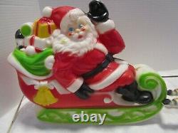 Vintage 1970 EMPIRE Santa Sleigh 2 Reindeer Lighted Blow Mold 24 wide