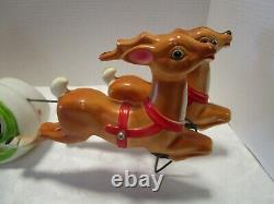 Vintage 1970 EMPIRE Santa Sleigh 2 Reindeer Lighted Blow Mold 24 wide