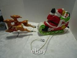 Vintage 1970 EMPIRE Santa Sleigh 2 Reindeer Lighted Blow Mold 24 wide