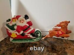 Vintage 1970 EMPIRE Santa Sleigh 2 Reindeer Lighted Blow Mold 25 FREE SHIPPING