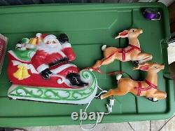 Vintage 1970 EMPIRE Santa Sleigh & Reindeer Blow Mold 25 with Original Box
