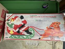 Vintage 1970 EMPIRE Santa Sleigh & Reindeer Blow Mold 25 with Original Box