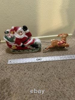 Vintage 1970 EMPIRE Santa's Sleigh With 2 Reindeer Blowmold 24 Made USA