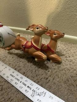 Vintage 1970 EMPIRE Santa's Sleigh With 2 Reindeer Blowmold 24 Made USA