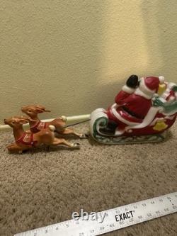 Vintage 1970 EMPIRE Santa's Sleigh With 2 Reindeer Blowmold 24 Made USA