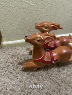 Vintage 1970 EMPIRE Santa's Sleigh With 2 Reindeer Blowmold 24 Made USA