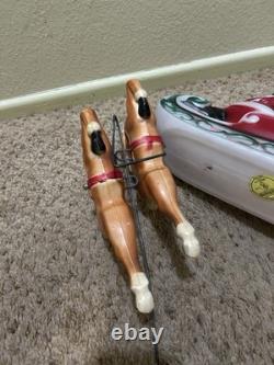 Vintage 1970 EMPIRE Santa's Sleigh With 2 Reindeer Blowmold 24 Made USA