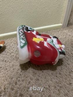 Vintage 1970 EMPIRE Santa's Sleigh With 2 Reindeer Blowmold 24 Made USA