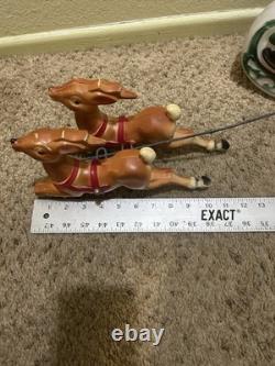 Vintage 1970 EMPIRE Santa's Sleigh With 2 Reindeer Blowmold 24 Made USA
