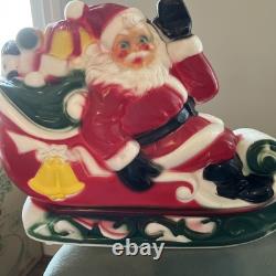 Vintage 1970 EMPIRE Santa's Sleigh With 2 Reindeer Lighted Blowmold 24 Works