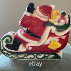 Vintage 1970 EMPIRE Santa's Sleigh With 2 Reindeer Lighted Blowmold 24 Works