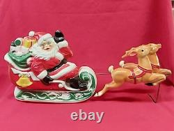 Vintage 1970 EMPIRE Santa's Sleigh and 2 Reindeer Christmas Blow Mold
