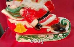 Vintage 1970 EMPIRE Santa's Sleigh and 2 Reindeer Christmas Blow Mold