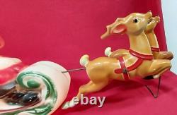 Vintage 1970 EMPIRE Santa's Sleigh and 2 Reindeer Christmas Blow Mold