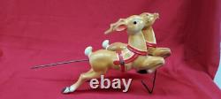 Vintage 1970 EMPIRE Santa's Sleigh and 2 Reindeer Christmas Blow Mold