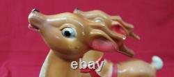 Vintage 1970 EMPIRE Santa's Sleigh and 2 Reindeer Christmas Blow Mold