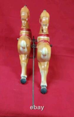 Vintage 1970 EMPIRE Santa's Sleigh and 2 Reindeer Christmas Blow Mold