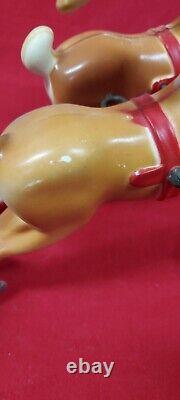 Vintage 1970 EMPIRE Santa's Sleigh and 2 Reindeer Christmas Blow Mold