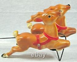 Vintage 1970 Empire Blow Mold Light Up Santa Sleigh and 2 Reindeer