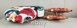 Vintage 1970 Empire Blow Mold Santa In Sleigh With Two Reindeer & Wire Table Top
