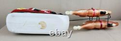 Vintage 1970 Empire Blow Mold Santa In Sleigh With Two Reindeer & Wire Table Top