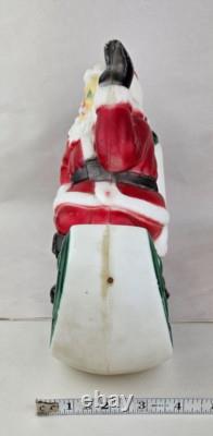 Vintage 1970 Empire Blow Mold Santa In Sleigh With Two Reindeer & Wire Table Top