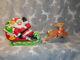 Vintage 1970 Empire Blow Mold Santa With Sleigh And 2 Reindeer 24 Long
