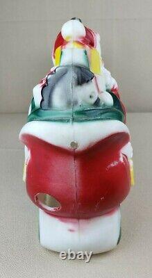 Vintage 1970 Empire Light Up Blow Mold Santa In Sleigh With Two Reindeer & Wire