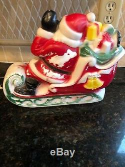 Vintage 1970 Empire Plastic Co. Santa In Sleigh with Reindeer Blowmold Blow Mold