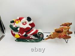 Vintage 1970 Empire Santa Claus Sleigh Reindeer Tabletop 24 Blow Mold MCM