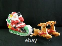 Vintage 1970 Empire Santa Claus Sleigh Reindeer Tabletop 24 Blow Mold MCM