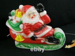 Vintage 1970 Empire Santa Claus Sleigh Reindeer Tabletop 24 Blow Mold MCM