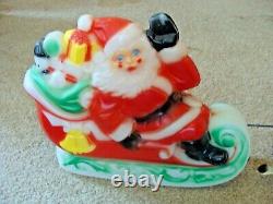 Vintage 1970 Empire Santa Claus Sleigh Reindeer Tabletop 24 Blow Mold MCM