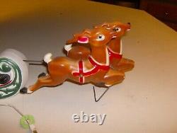 Vintage 1970 Empire Santa Sleigh and 2 Reindeer Tabletop 24 Lighted Blow Mold