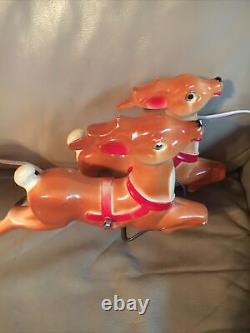 Vintage 1970 Empire brand made in USA Santa in A sleigh with reindeer