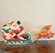 Vintage 1970 Lighted Empire Blow Mold Santa Sleigh 2 Reindeer New Cord Works