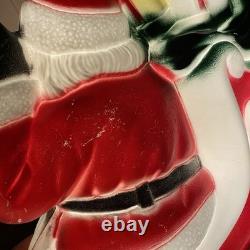 Vintage 1970 Lighted Empire Blow Mold Santa Sleigh 2 Reindeer New Cord Works