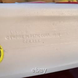 Vintage 1970 Lighted Empire Blow Mold Santa Sleigh 2 Reindeer New Cord Works