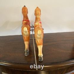 Vintage 1970 Lighted Empire Blow Mold Santa Sleigh 2 Reindeer New Cord Works