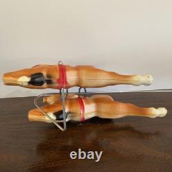 Vintage 1970 Lighted Empire Blow Mold Santa Sleigh 2 Reindeer New Cord Works