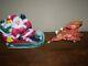 Vintage 1970 Lighted Empire Blow Mold Santa Withsleigh & 2 Reindeer 24 Long