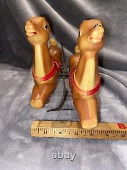 Vintage 1970 Lighted Empire Blow Mold Santa withSleigh & 2 Reindeer 24 Long