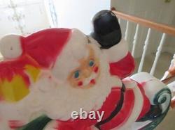 Vintage 1970 Made USA CHRISTMAS Empire Santa Reindeer Sleigh Table Top Blow Mold