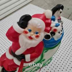 Vintage 1970's Christmas Santa Sleigh & Reindeer Blow Mold Light Decoration