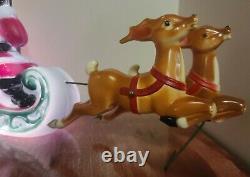 Vintage 1970's Empire Lighted Santa Sleigh and Reindeer Blow Mold