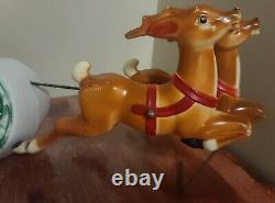 Vintage 1970's Empire Lighted Santa Sleigh and Reindeer Blow Mold