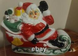 Vintage 1970's Empire Lighted Santa Sleigh and Reindeer Blow Mold