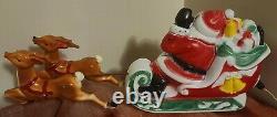 Vintage 1970's Empire Lighted Santa Sleigh and Reindeer Blow Mold